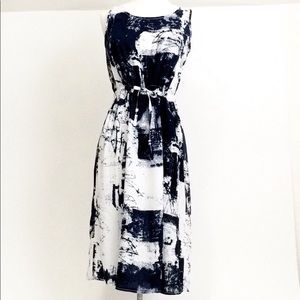 Shibori Inspired Print Drawstring Dress